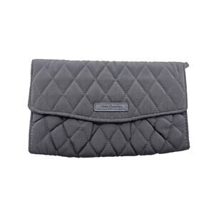 Vera Bradley Women's Gray Bi Fold Wallet Quileted Card‎ Slots Zipper Pouch